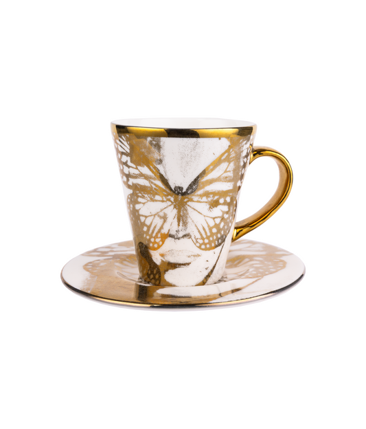 Espressokopp med fat Golden Butterfly GOLD