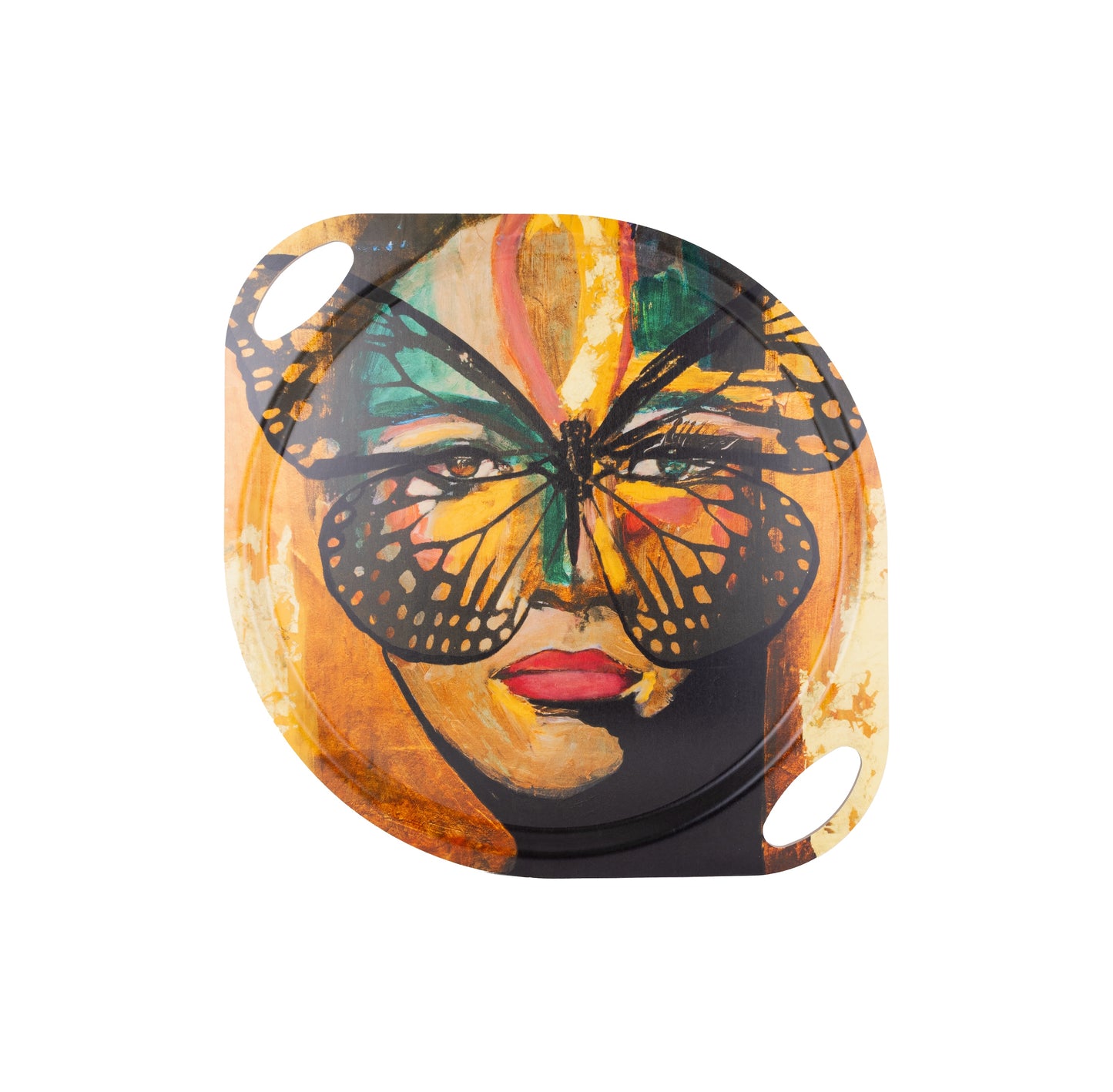 Bricka m handtag 38 cm Golden Butterfly