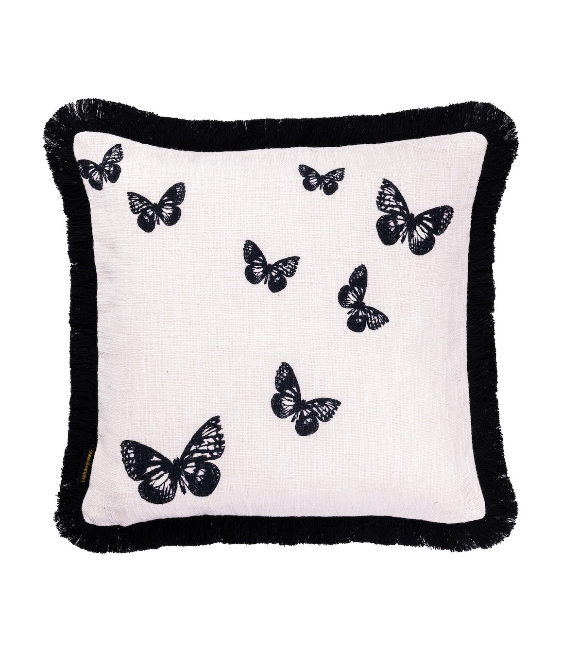 Kuddfodral Golden Butterfly B&W m Butterflies 50x50